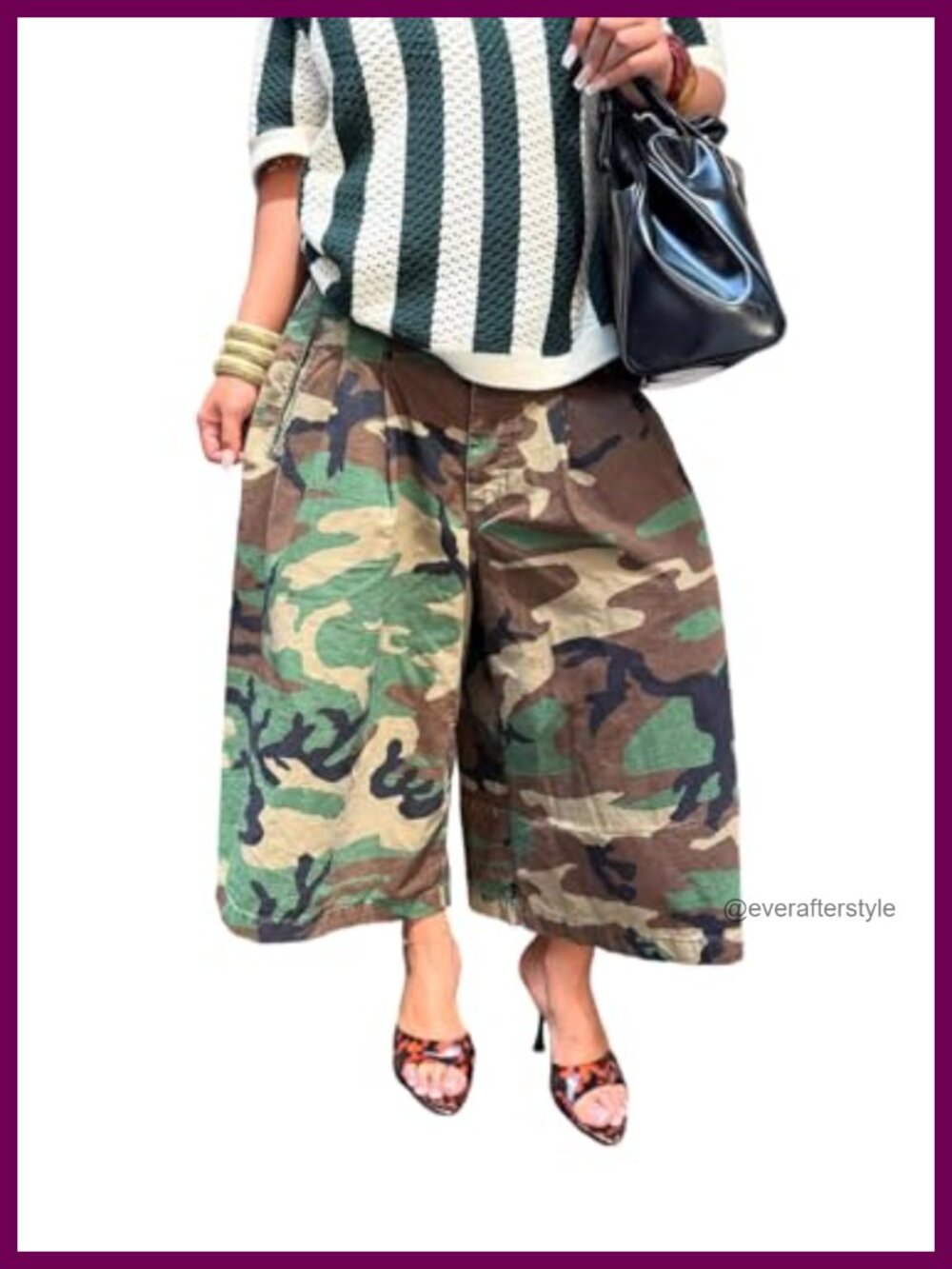 Wide Leg Camo Cargo Jeans Cropped Baggy Pleated Streetwear